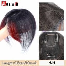 Long Straight Topper Hair Piece With Bangs Invisible Seamless Clip Overhead Toupee Invisible Replacement block Cover White Hair