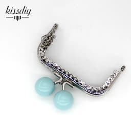 KISSDIY 10PCS  8.5cm Big Candy Bead Metal Purse Frame Square Glossy  Silver Lace Coin Purse Frame Kiss Clasp Accessoryo
