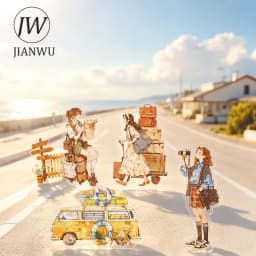 JIANWU Vintage Life Flower Character Landscape Material Collage Scrapbooking PET Sticker Creative DIY Journal Stationery