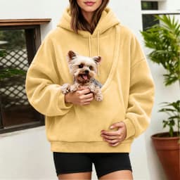 Unisex Fall And Winter Casual Fleece Solid Color Pet Pocket Hooded Sweatshirt Funny Pullover Women Sweatshirt