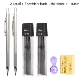 Full Metal 2.0 mm Mechanical Pencils Leads Set for Art Drawing Painting Color 2B Automatic Pencils Office School Pens Supplies