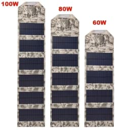 100W/80W/60W Foldable Solar Panel 5V USB Portable Battery Charger for Cell Phone Outdoor Waterproof Power Bank for Camping