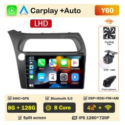 Car Radio Screen For Honda Civic Hatchback 2006-2011 Carplay Android Auto Player Multimedia 4G WIFI GPS Navigation 2Din Stereo