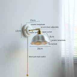 IWHD White Ceramic LED Wall Light Fixtures Copper Arm Socket Bedroom Living Room Beside Lamp Modern Wandlamp Applique Murale