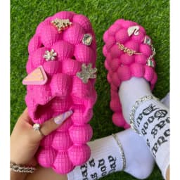 2025 Summer New Bubble Slippers Women Toe-covered Massage Sandals Creative Peanut Shoes Herringbone Slippers Beach Flip Flops