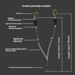 1PCS Inverted Bottom Double Hook Fishing Float Set - High Sensitivity, Suitable for Sea and Freshwater Fishing