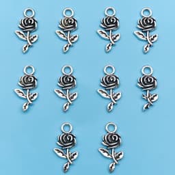 10/24Pcs/Pack Romantic Vintage Rose Flower Chaems Alloy Small Pendants for Jewelry Making Findings Crafting Accessories