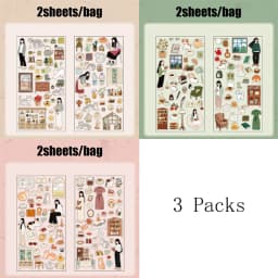 Mr. Paper 3 Packs Starry River Forest Theme PET Stickers, 6 Sheets Transparent Decals for Scrapbook Journal Photo Album Decor
