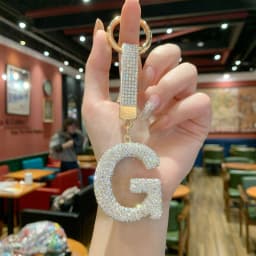 Full Rhinestone English Letter Keychain - Luxury Bag Charm & Car Key Ring, Elegant Small Gift