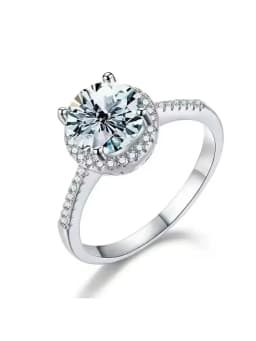 1CT Round Shape Certified Moissanite Diamond Round Engagement Rings For Women Gift Anniversary High Quality Luxury Jewelry