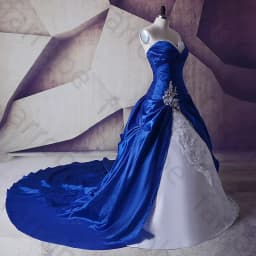 Customized Royal Blue And White Wedding Gowns Dresses Sweetheart Lace Up Vestidos De Noiva Plus Size Sexy Long Bridal Dresses