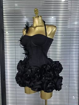 Red Black Women Sexy Halter Full Florals 2 Pieces Bodycon Mini Bandage Dress Celebrate Nightclub Party Birthday Outfit