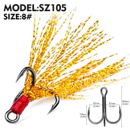 5Pcs 10Pcs Fishing Treble Hooks 4X Strength With Feather Tackle Fishing Hook Stronger Carbon Steel Barbed Fishhooks Pesca