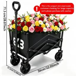 Heavy-duty all-terrain folding cart; foldable, multi-purpose cart suitable for camping, gardening, the beach, and shopping; features a gardening tool rack; sturdy handle design; durable wheels