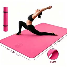 HAPBEAR Extra Large Yoga Mat,48ร72 Inch TPE 6mm/8mm DoubleโSided NonโSlip Wide Fitness Mat with Bag Straps for Home Gym Pilates Workouts