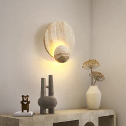 IWHD Nordic Modern LED Wall Lights Living Dining Room Bar Yellow Travertine Interior Home Decor Creatvie Bedside Lamp Lamparas