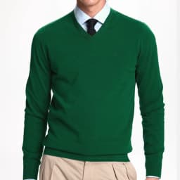 CH Men's V-Neck Sweater Slim Fit Long Sleeve Knit Pullover with Small Embroidery Business Casual Top