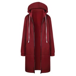 Long Zip Hooded Sweat Jacket For Women Drawstring Long Sleeve Outerwear With Side Pockets For Cold Season Daily Matching