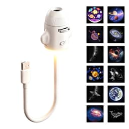 2-in-1 Rocket Galaxy Projection Light Adjustable Focus Ambient Star Projector Lights Car Projection Lamp Space Moon Night Light