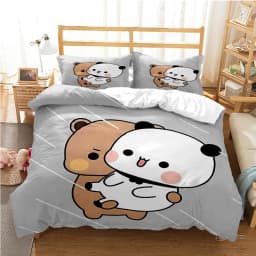 Cute Bubu Dudu Cartoon Bear Panda Duvet Cover Kawaii Bedding Sets Soft Quilt Cover and Pillowcases Single/Double/Queen/King Kids