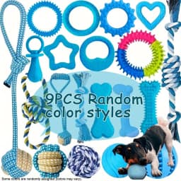 9pcs Random Color Dog Chew Toys, Squeaky Rope Interactive Toy Set for Medium Small Dogs - Cute Puppy Ball with Owner Interaction