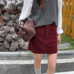 Women's High-Waist A-Line Short Skirt Spring Autumn Retro Brown Corduroy Skirts Woman Solid Color Straight Leg Pencil Skirt Mini