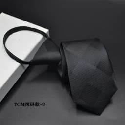 New 7cm Mens Tie Pre-tied Easy Wear Neck Tie Business Wedding Zipper Lazy Pre-tied Korean Style Striped Plaid Solid Necktie