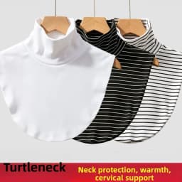 Women's Versatile Stripe Half High Neck Faux Collar Scarf Neck Protection Winter Cold Resistance Autumn Spring Fashion Accessory