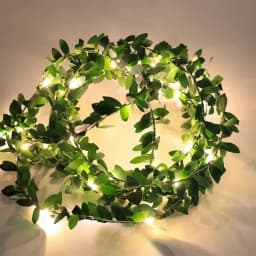 LED Artificial Green Rattan Leaf Fairy Lights String Battery Powered Wedding Garland Ramadan Outdoor Garden EID Room Decoration