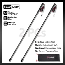 Local+ 2PCs Carbon Fiber Foldable 5-Sections Ultra-Light 110g Trekking Poles Walking Cane, 110/120/130cm Fixed Length Hiking Sticks for Outdoor Camping, City Running, Travel, Men Women Lightweight Portable Gear Caron Fiber Black Tech