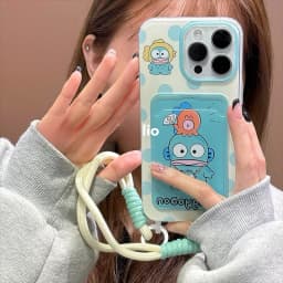 Hangyodon Fish Card Holder Cartoon Phone Case for iPhone 17 Pro Max 16E 14 15 Plus 13 Mini 11 12 Pro X XS XR 7 8 SE With Lanyard