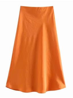 Hot Sale Solid Satin Elastic Waist Women A-Line Skirt Summer Female Slim Falda