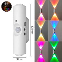 Double Head RGB LED Night Light with Motion Sensor Rechargeable Magnetic Wall Lamp for Cabinet Hallway Stair Mood Ambient Light