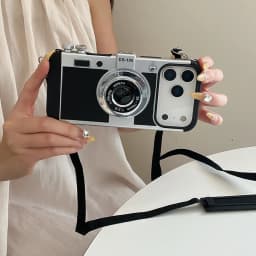 Camera Pattern Crossbody Lanyard Rope Phone Case For iPhone 18 17 16 15 14 13 12 11 Pro Max Soft Shockproof Silicone Cover Girls