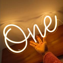 Dimmable LED Neon Sign 'ONE' for Baby's 1st Birthday Party Decor USB Powered Neon Light for Home Bar Stand Art Decoration
