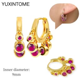 925 Silver Ear Needle Rose Red Hoop Earrings For Women Exquisite Water Drop/Flower/Heart Crystal Piercing Huggie Earring Jewelry