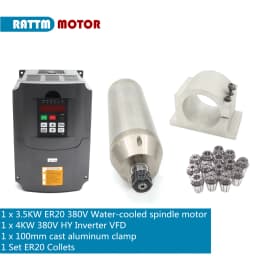 【EU Stock】CNC 3.5KW Water Cooled Cooling ER20 Spindle Motor CNC Router Kit Waterproof Metal Stone Engraving Grind Motor +VFD