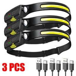 LED COB Induction Headlamp USB Rechargeable Lamp with Built-in Battery 5 Lighting Modes Headlight for Outdoor Camping Fishing