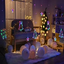 Christmas Fairy Curtain String Lights 3.4M LED Star Deer 220V 110V Garland Festoon for Xmas Tree New Year Navidad Party Decor