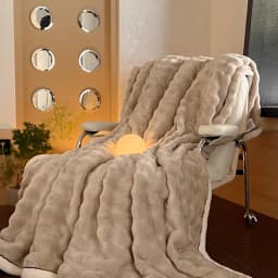 Ultra Soft Imitation Rabbit Fur Throw Blanket Autumn Warm Bubble Fleece Blanket for Bed Sofa Travel Single Double Plush Plaid