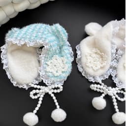 Korean Cute Bear Ear Lace Plush Snowflake Crocheted Earmuffs Women's Winter Outdoor Warm and Sweet Lace-up Lolita Headband