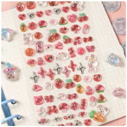 1 pc/4 pcs Mini Sweet Star Cartoon Drop 3D Relief Stickers Journaling DIY Diary Cute Stationery Sticker Decor School Supplies
