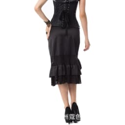 Victorian Black Satin & Lace Floral Ruffles Steampunk Skirt Burlesque Vintage Sexy Skirts Womens Plus Size 6XL Gothic Clothing