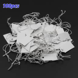Wholesale 100pcs/lot Trend Rectangular Paper Price Tag White Blank String Jewelry Price Display Cards Promotion Label For Sales