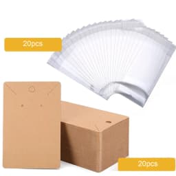 20sets Paper Necklace Cards Holders Earring Display With Self Adhesive Bags Necklace Packing For Diy Findings Jewelry Packaging