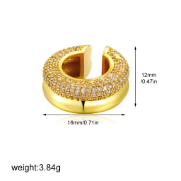 1pcs Delicate CZ Zircon Double Layer C-shape Chunky Cuff Earrings Stainless Steel No Piercing Cartilage Ear Clip Luxury Jewelry