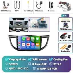 Android 16 Carplay Auto Car Radio Multimedia Player For Honda CRV CR-V 2012-2016 WIFI+4G DSP Autoradio Stereo 2din Head Unit