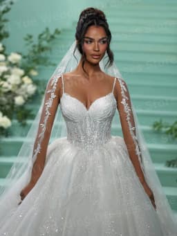 Sparkling A Line Women's Sexy Spaghetti Straps Wedding Dresses Vestido De Novia Backless Bride Gowns Customized Robe De Mariée