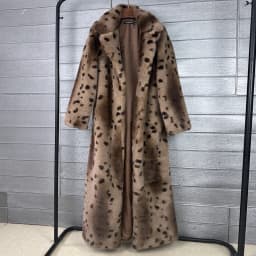 DEAT 2026 Winter Fashion Imitation Fur Leopard Pattern Coat For Women Notched Collar Long Style Notched Collar Jacket 11B9518