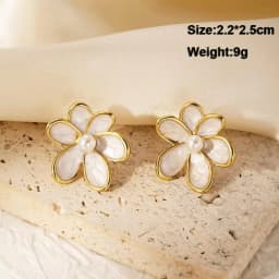 Pure White Women's Dangle Earrings Blooming Flower Acrylic Enamel Butterfly Imitation Pearl Heart Hanging Earrings Elegant Brinc